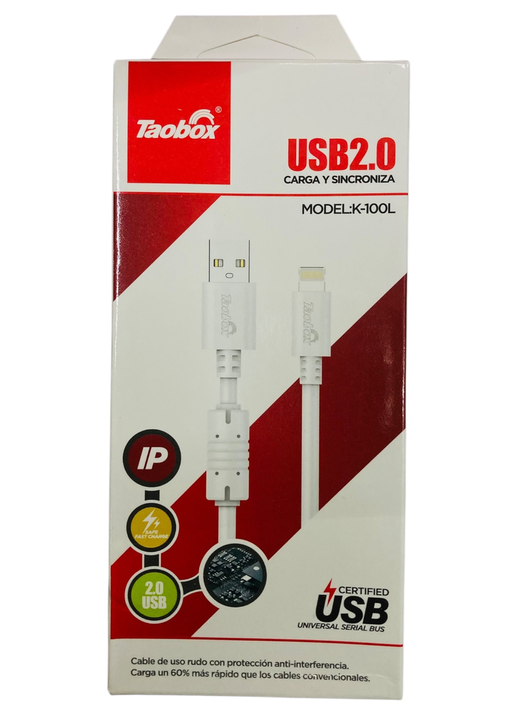 [cargador cable clavija usb iphone tipo c lightning] CABLE TAOBOX 1.5M PARA IPHONE (LIGHTNING K-100L)