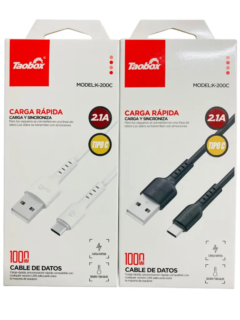 [cargador cable clavija usb iphone tipo c lightning] CABLE USB TAOBOX (TIPO C / MICRO USB / IPHONE) (TIPO C (K-200C), BLANCO)