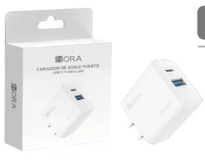 [cargador cable clavija usb iphone tipo c lightning] CLAVIJA DE 20w DOBLE PUERTO USB Y TIPO C 1HORA (GAR161)