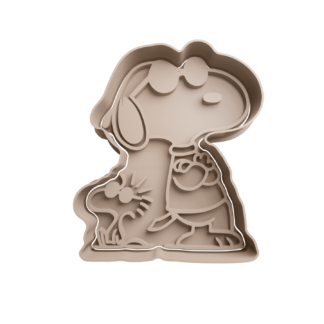Snoopy y Woodstock con Lentes de Sol Cortador de Galletas
