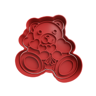 Osito con Corazones Cortador de Galletas