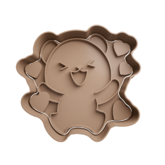 Osito con Corazones Cortador de Galletas