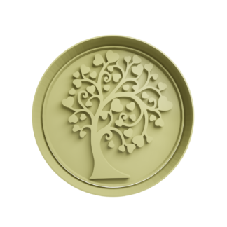 Silueta de Arbol con hojas corazon Cortador de Galletas