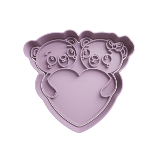 Dos Osos Panda con Corazón Cortador de Galletas